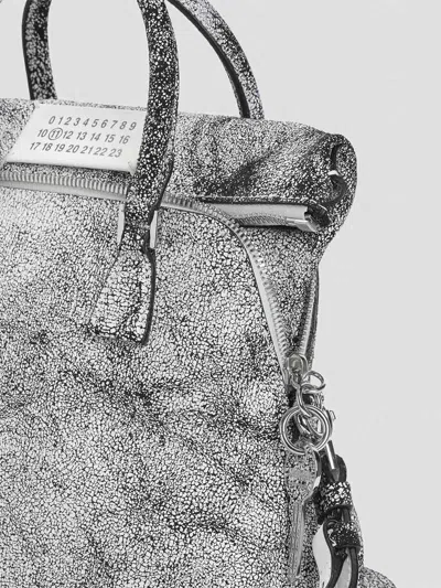 Maison Margiela Textured Leather Shoulder Bag And Strap In White