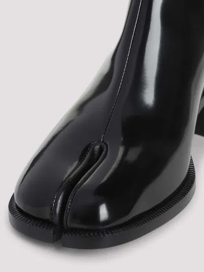 Maison Margiela Glossy Black Split-toe Ankle Boots With Mid-height Block Heel In Black