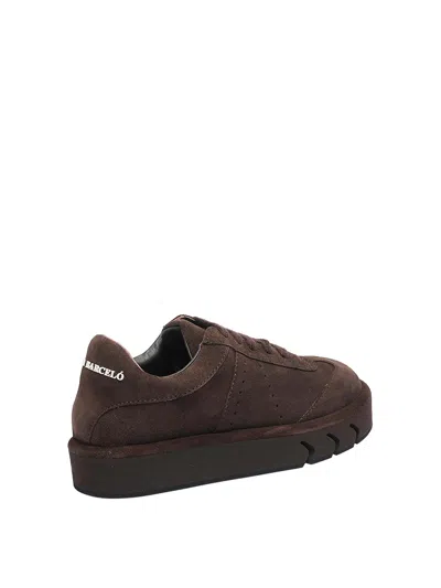 Paloma Barceló Low-top Sneakers In Brown Suede With Embossed Logo In Brown