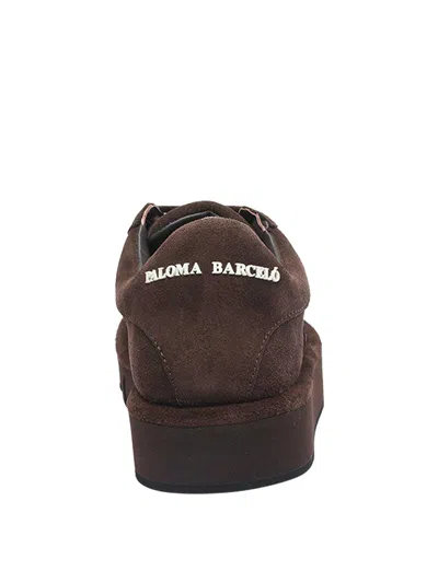 Paloma Barceló Low-top Sneakers In Brown Suede With Embossed Logo In Brown