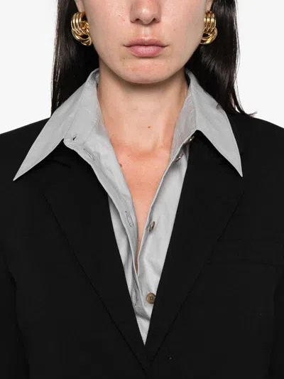 Pinko Tailored Black Jacket With Notched Lapel And Structured Shoulders In Black