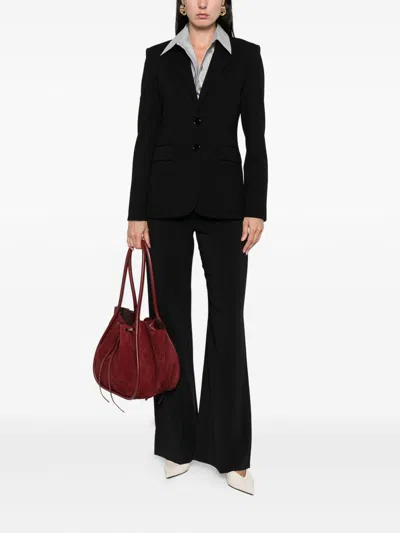 Pinko Tailored Black Jacket With Notched Lapel And Structured Shoulders In Black
