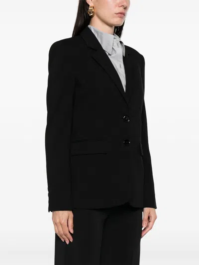 Pinko Tailored Black Jacket With Notched Lapel And Structured Shoulders In Black