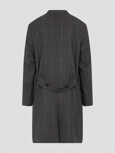 Paul Smith Long Grey Wool Blend Coat In Gray