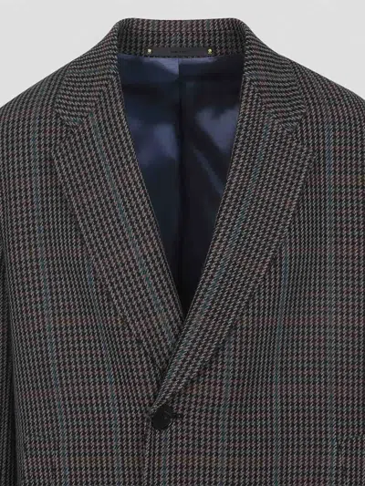 Paul Smith Long Grey Wool Blend Coat In Gray