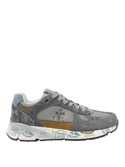 Premiata Dynamic Grey Sneakers With Textured Panels In Gray