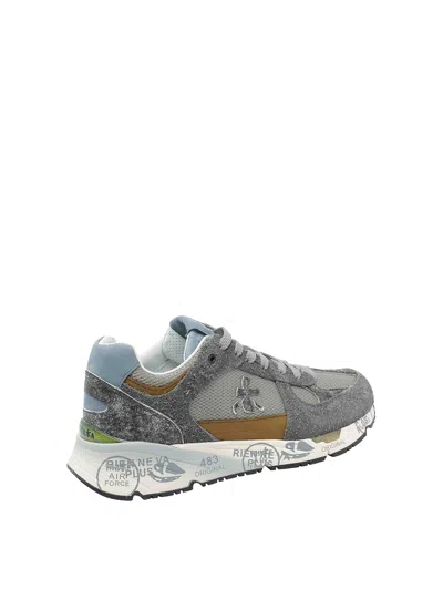 Premiata Dynamic Grey Sneakers With Textured Panels In Gray