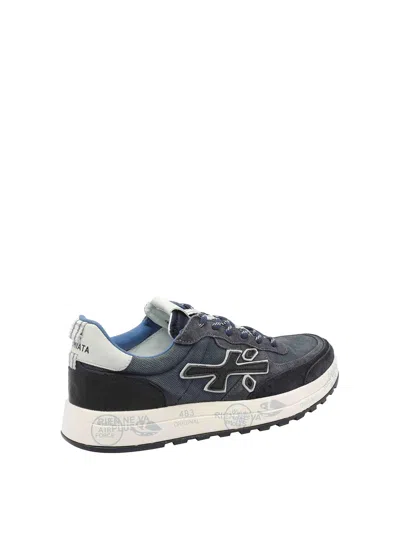 Premiata Layered White Sneakers With Textured Leather And Tpu Overlays In Multi