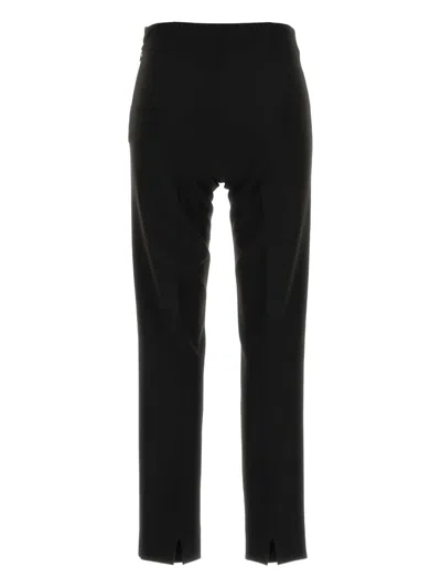 Pt Torino High-waisted Black Trousers With Tailored Front Pleats And Hem Slits In Black