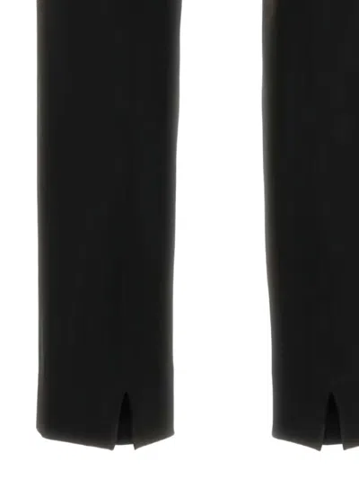 Pt Torino High-waisted Black Trousers With Tailored Front Pleats And Hem Slits In Black