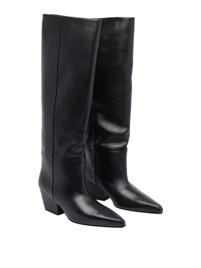 Paris Texas Black Texture-effect Leather Boots In Black