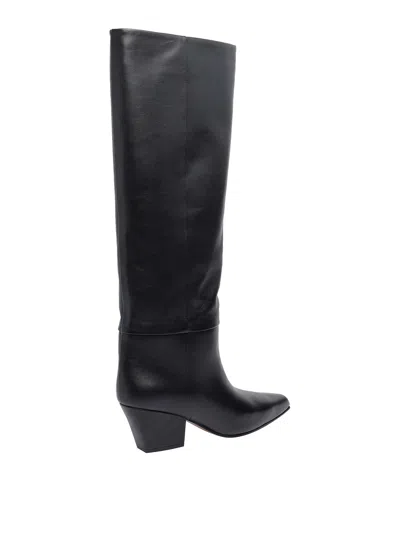 Paris Texas Black Texture-effect Leather Boots In Black