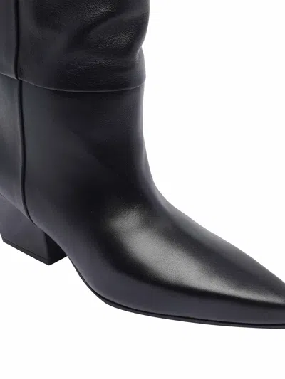 Paris Texas Black Texture-effect Leather Boots In Black
