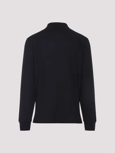 Ralph Lauren Long-sleeve Polo Shirt With Embroidered Bear Motif In Black