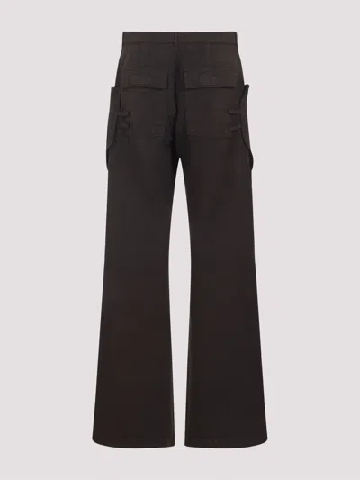Rick Owens Stefan Flared Grain De Poudre Wool Cargo Trousers In Gray