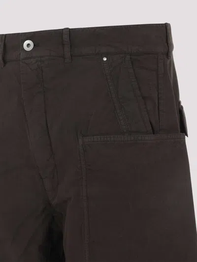 Rick Owens Stefan Flared Grain De Poudre Wool Cargo Trousers In Gray