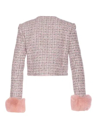 Self-portrait Self Portrait Crystal-embellished Tweed Jacket In Pink