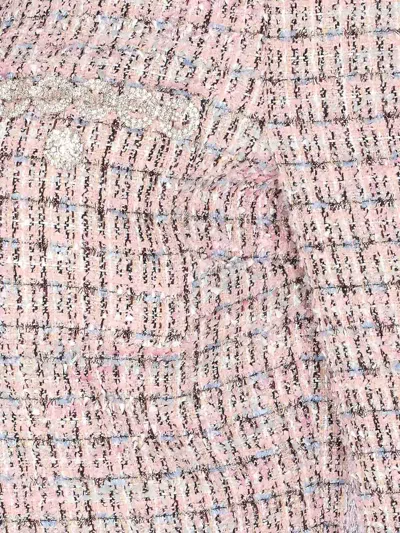 Self-portrait Self Portrait Crystal-embellished Tweed Jacket In Pink