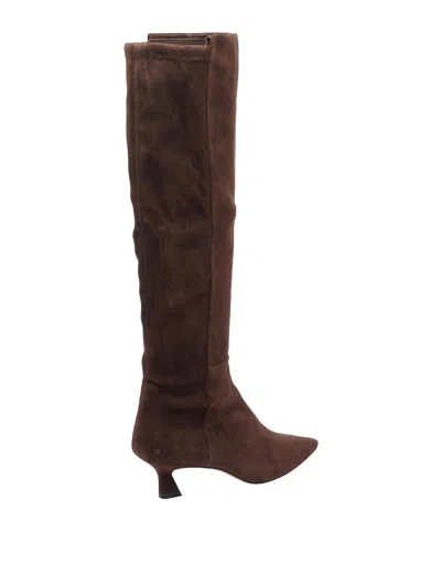 Stuart Weitzman Chocolate Suede Winnie Boots In Brown