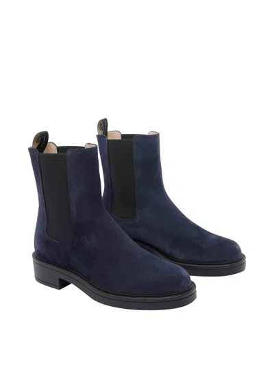 Stuart Weitzman Suede Ankle Boots Featuring Block Heel In Blue