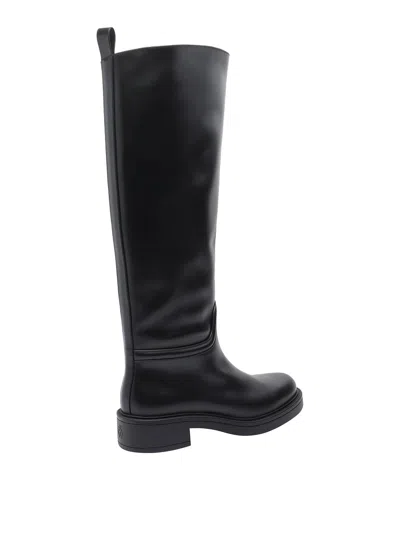 Stuart Weitzman Stylish Knee-high Leather Block Heel Boots In Black