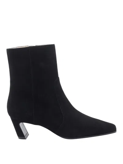 Stuart Weitzman Stassi Suede Zip Booties In Black
