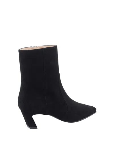 Stuart Weitzman Stassi Suede Zip Booties In Black