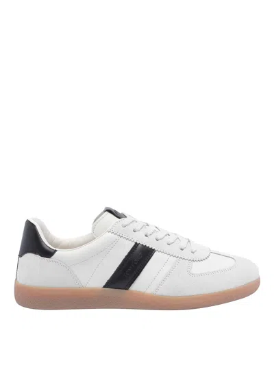 Tom Ford Low-top Calf Leather Sneakers With Contrasting Black Details In Multi