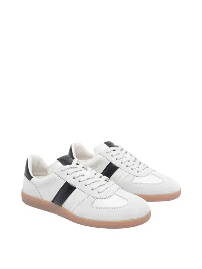 Tom Ford Low-top Calf Leather Sneakers With Contrasting Black Details In Multi