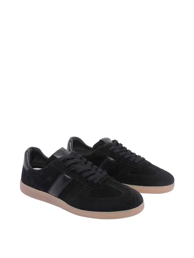 Tom Ford Leather Sneakers With Logo In Black
