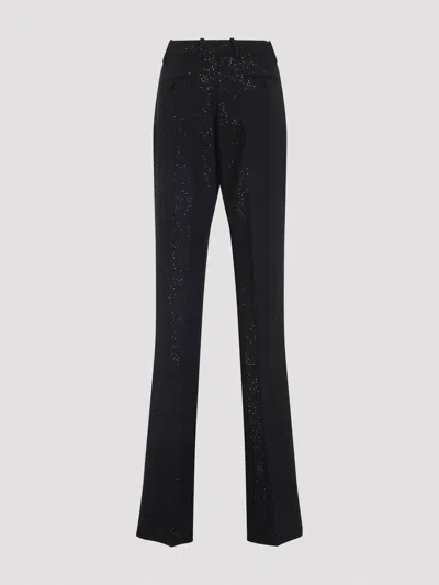 Tom Ford Sequined Wool Blend Crepe Tailored Straight Pants In Black