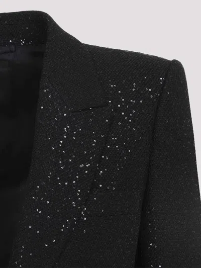 Tom Ford Single-breasted Wool Blend Crepe Jacket With Sequins In Black