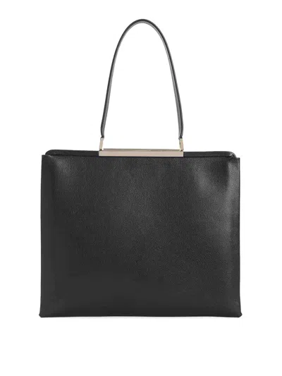 Tom Ford Rectangular Smooth Goat Leather Handbag With Polished Metallic Accent In Black