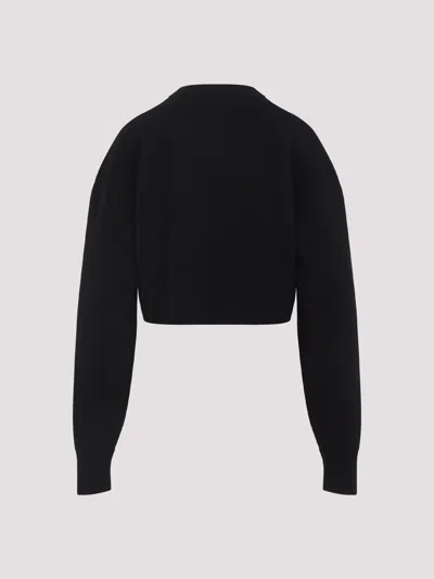 Tom Ford Sculptural Double Face Virgin Wool Blend Crop Sweater In Black
