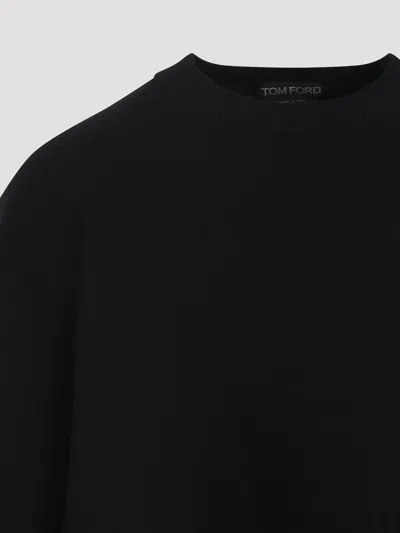 Tom Ford Sculptural Double Face Virgin Wool Blend Crop Sweater In Black