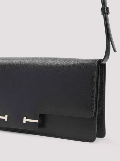 Tom Ford Black Leather Crossbody Bag In Black