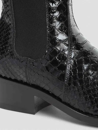Tom Ford Shiny Python Stamped Leather Chelsea Boots In Black
