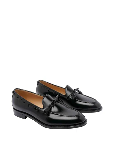 Valentino Bowshire Loafers In Black Glossy Calfskin In Black