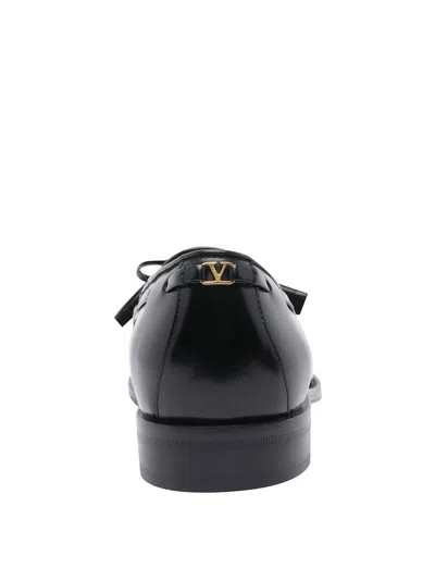 Valentino Bowshire Loafers In Black Glossy Calfskin In Black