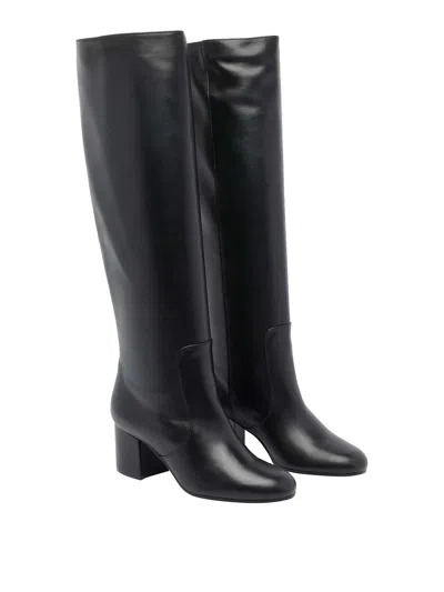 Via Roma 15 70mm Calf-leather Block-heel Knee-high Boots In Black
