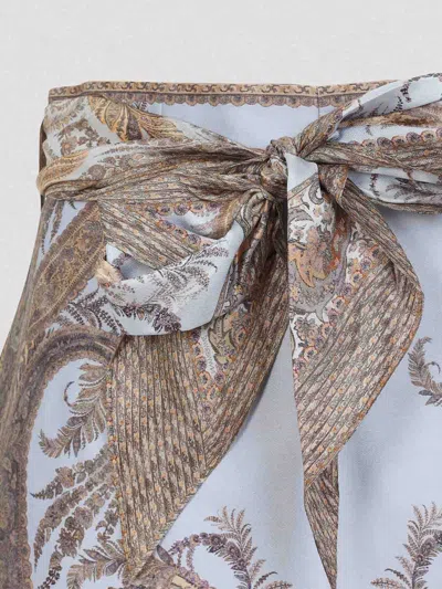 Zimmermann Multicolor Shorts With Belt And All-over Paisley Print In Silk And Cotton Woman In Neutral