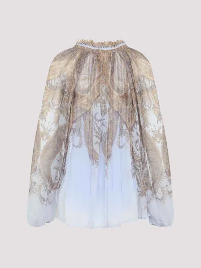 Zimmermann Blusa Hypnotic In Crepe Stampato   Donna In Neutral