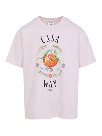 Casablanca Casa Way Orange Mascot Short Sleeve T-shirt In Pink