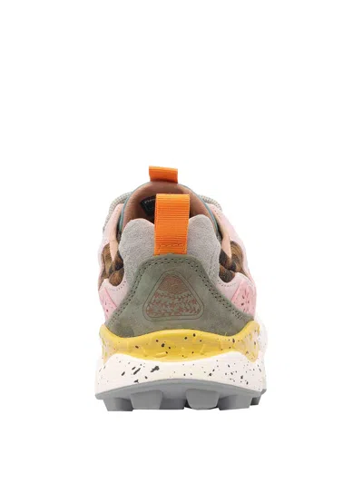 Flower Mountain Yamano 3 Pink And Yellow Suede And Nylon Trainers In Multi
