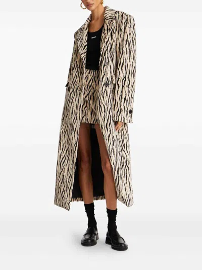 Rotate Birger Christensen Womens Egret Comb Printed Faux-fur Cotton-blend Mini Skirt In Gray