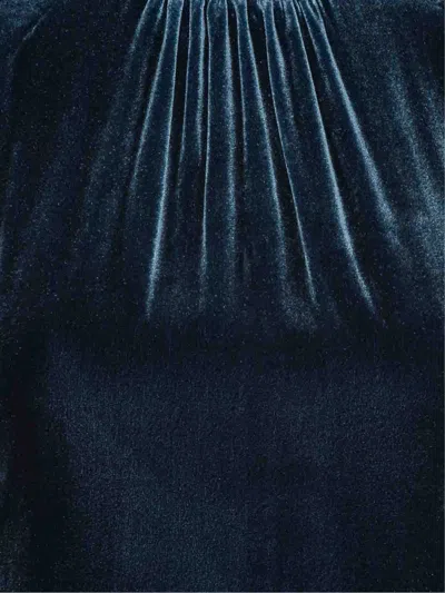 Rotate Birger Christensen Blue Mini Dress With High Neck And Rear Zip Closure In Velvet Woman In Blue