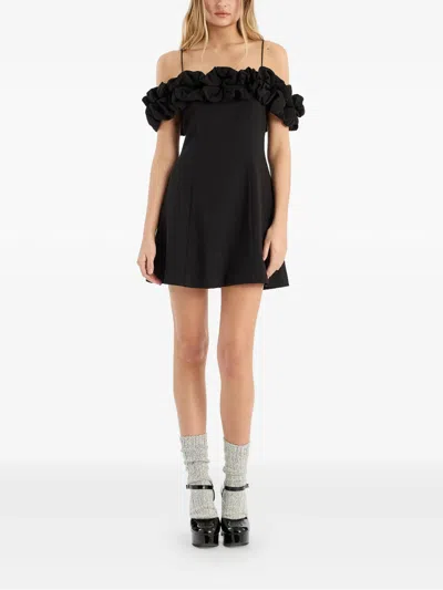 Rotate Birger Christensen A-line Mini Dress With Ruffles Rotate In Black