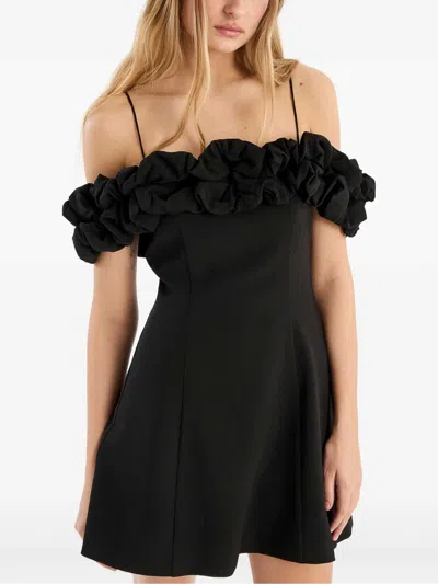 Rotate Birger Christensen A-line Mini Dress With Ruffles Rotate In Black