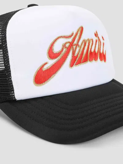 Amiri Structured Black Cap With Embroidered Logo In White