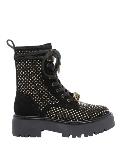 Kurt Geiger Stud-embellished Lace-up Boots In Black